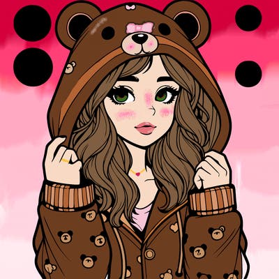 realistic girl in a animal pjs hoodie