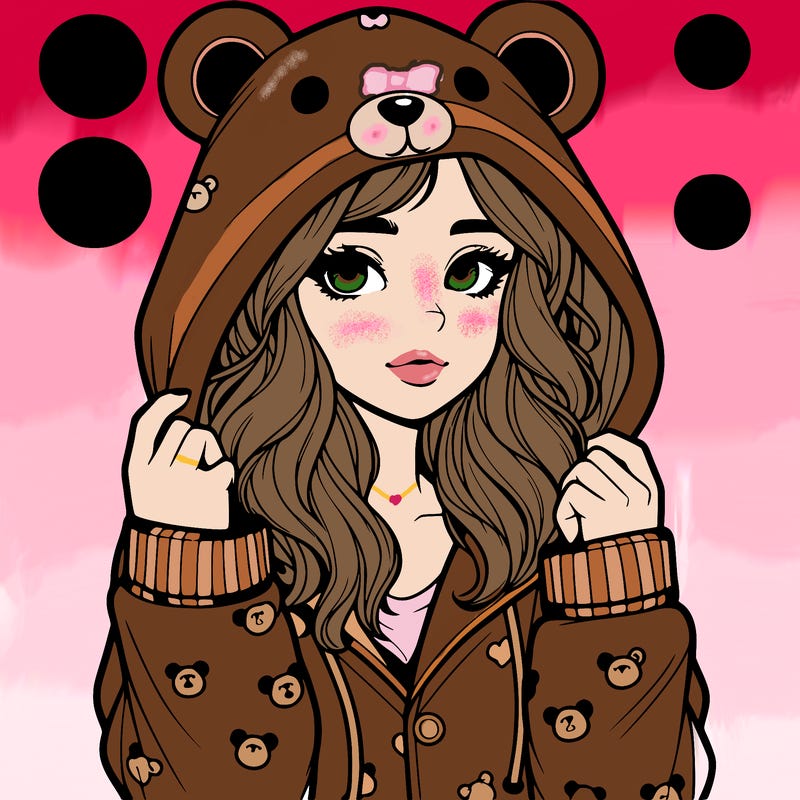 realistic girl in a animal pjs hoodie