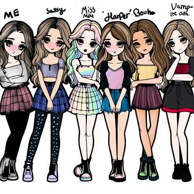 a group of girls realistic