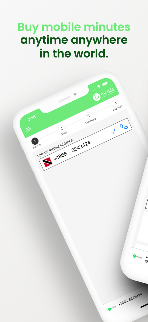 Bmobile Topup - Bmobile Topup app screen for sending mobile minutes to Trinidad and Tobago.
