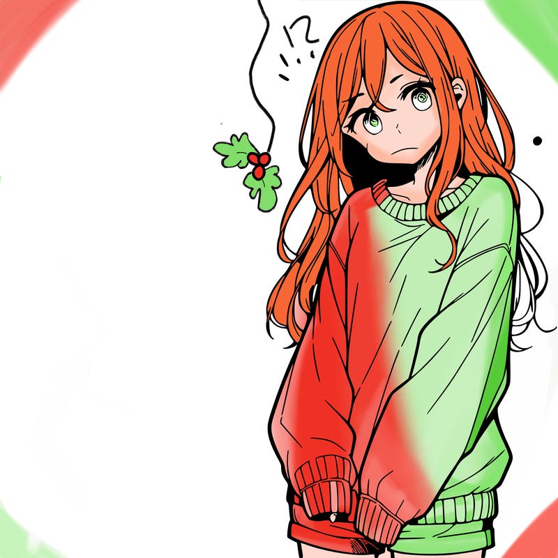 manga teen girl  in a sweater and baggy pants
