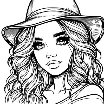 realistic girl with hat