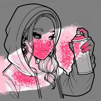 a realistic girl, spray painting