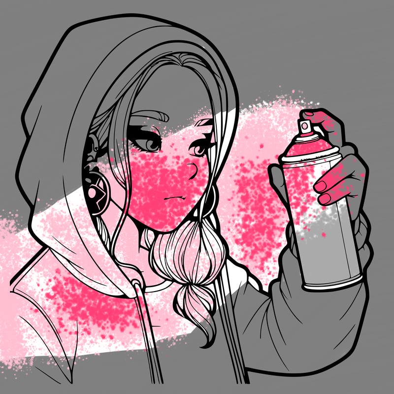 a realistic girl, spray painting