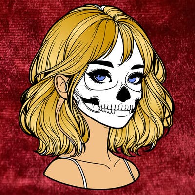 realistic girl with skull