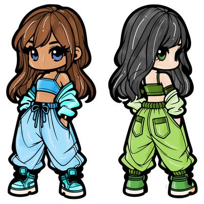 girl in crop top and baggy pants