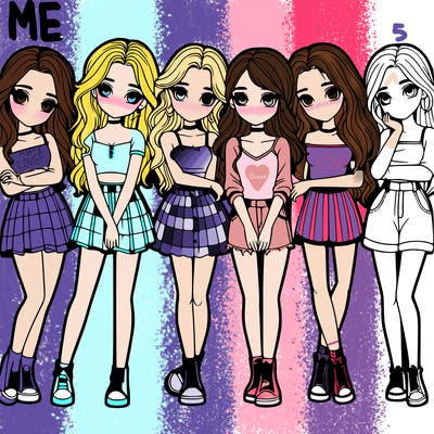 a group of girls realistic