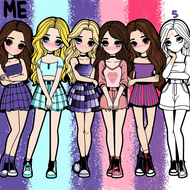 a group of girls realistic