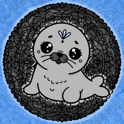 a cute baby seal mandala