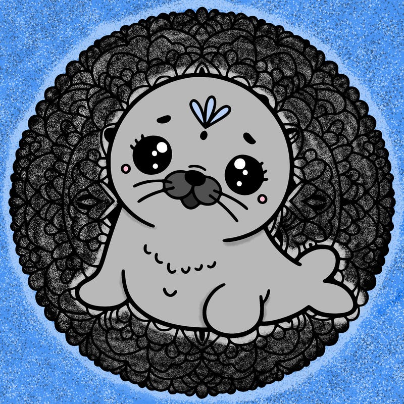 a cute baby seal mandala