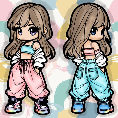 girl in crop top and baggy pants