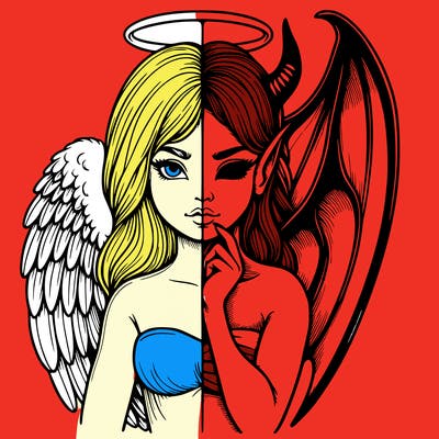 realistic angel half demon