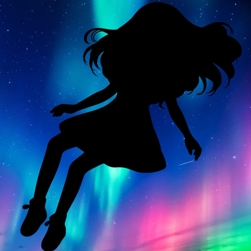 realistic girl floating