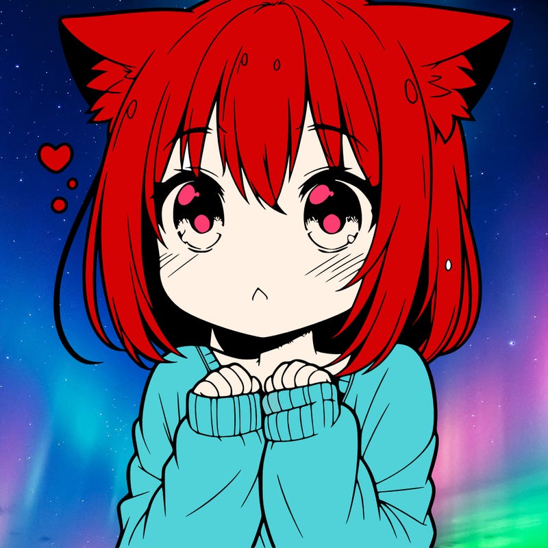 shy anime catgirl