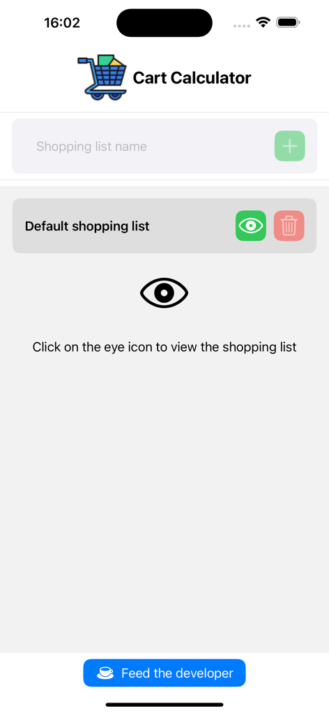 SJ Cart Calculator - SJ Cart Calculator app interface for managing grocery shopping lists