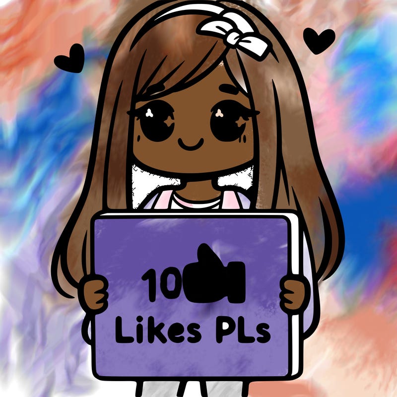 girl holding a sign saying 10 likes pls