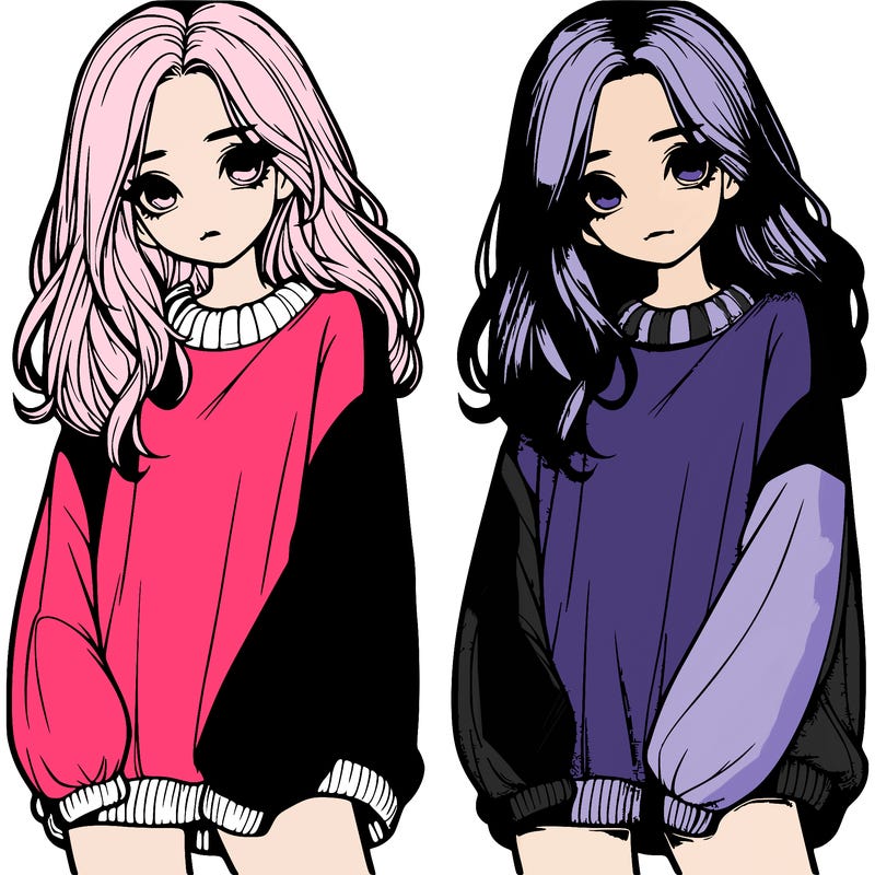 realistic girl with baggy sweater