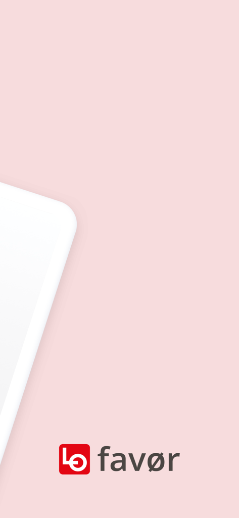 LOfavør - LOfavor logo on a light pink splash screen