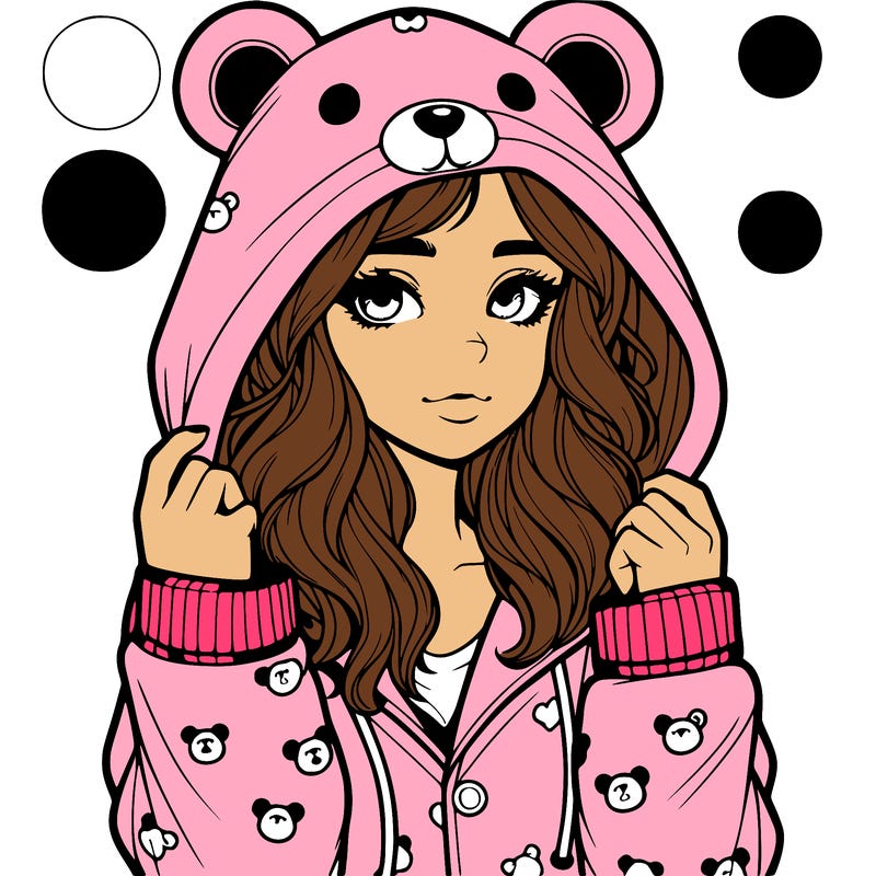 realistic girl in a animal pjs hoodie