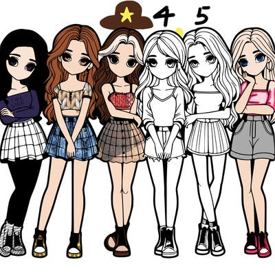 a group of girls realistic