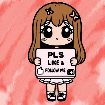 girl holding a sign that says pls like and follow me