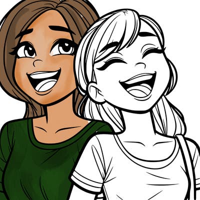 two teen girls laughing