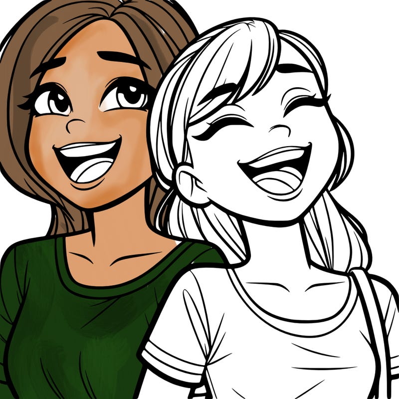 two teen girls laughing