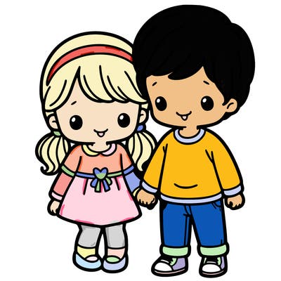 a little girl with a little boy