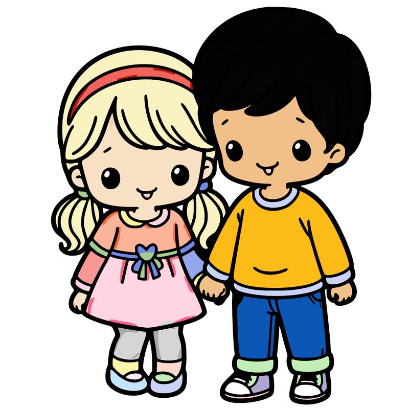 a little girl with a little boy