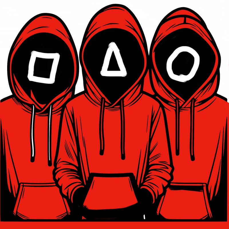 3 faceless people in  hoodies