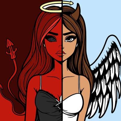 devil vs angel realistic girl