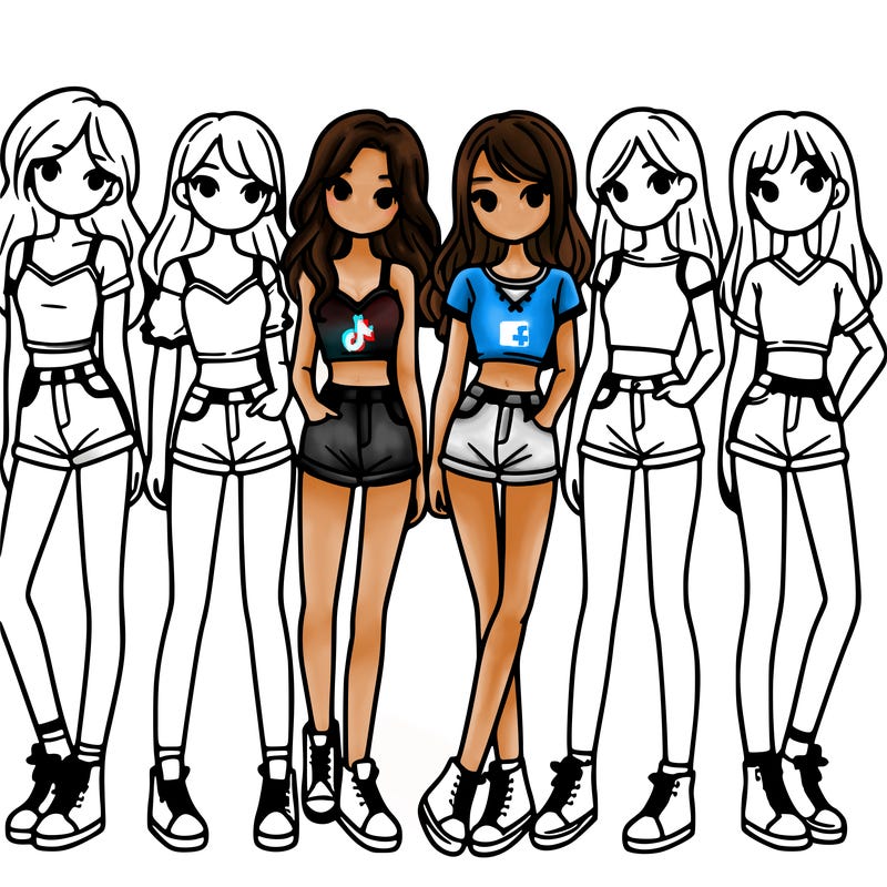 a group of girls wearing crop tops and shorts