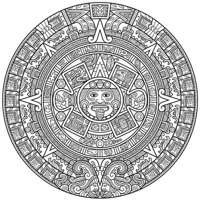 Immerse yourself in the ancient cosmology of the Aztecs with this captivating Zentangle Aztec Sun Stone coloring page. Its intricate patterns and historical depth offer a uniquely meditative and educational coloring experience.