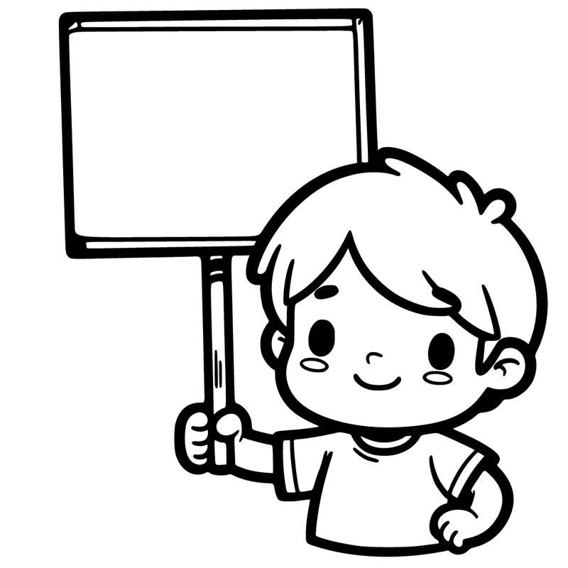 boy holding a sign