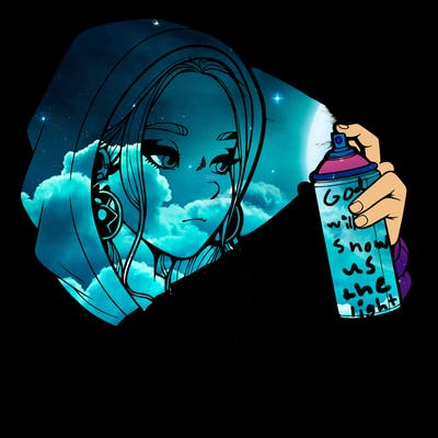 a realistic girl, spray painting