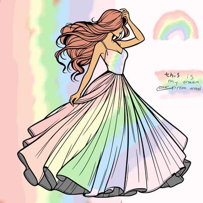 realistic woman with dress flowing in the wind