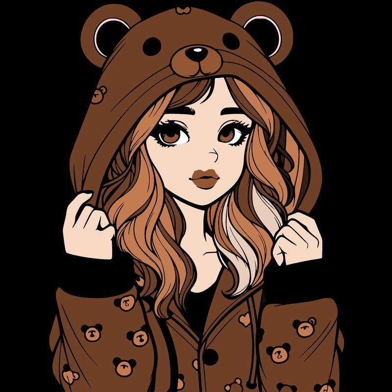 realistic girl in a animal pjs hoodie