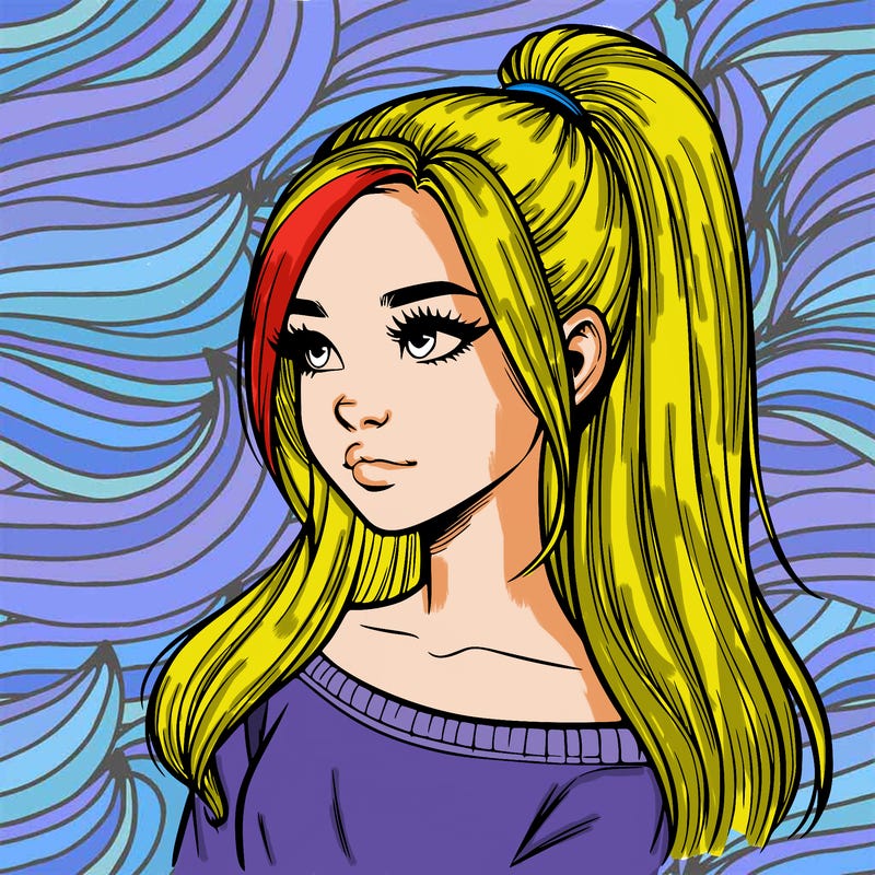 realistic girl with a high ponytail