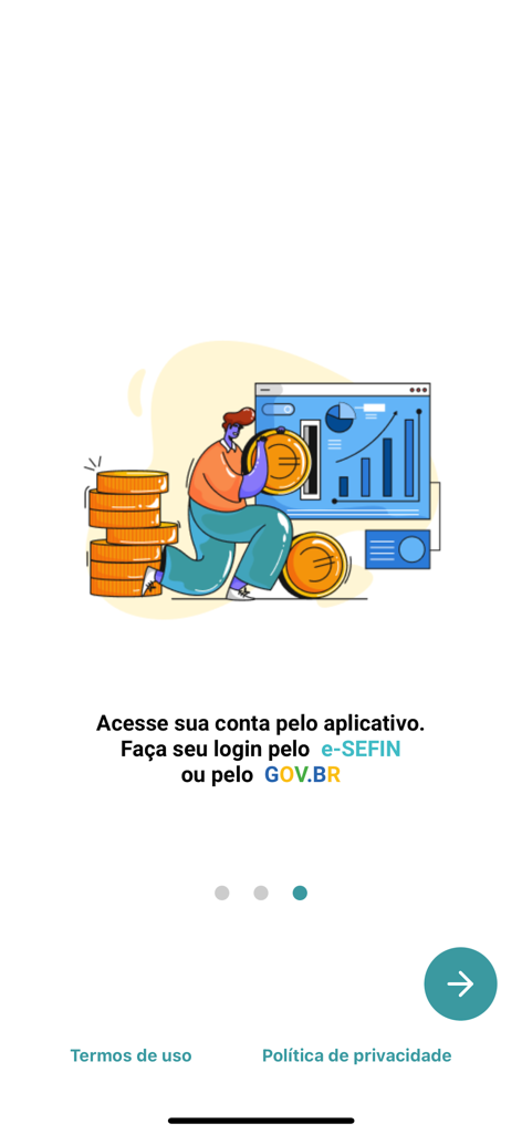 Sefin Digital - Login screen of the Sefin Digital app for Fortaleza municipal taxes showing options to log in via e-SEFIN or GOV.BR.