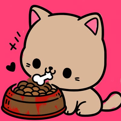 a cute cat eating food
