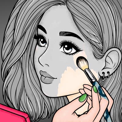 a realistic girl doing her makeup