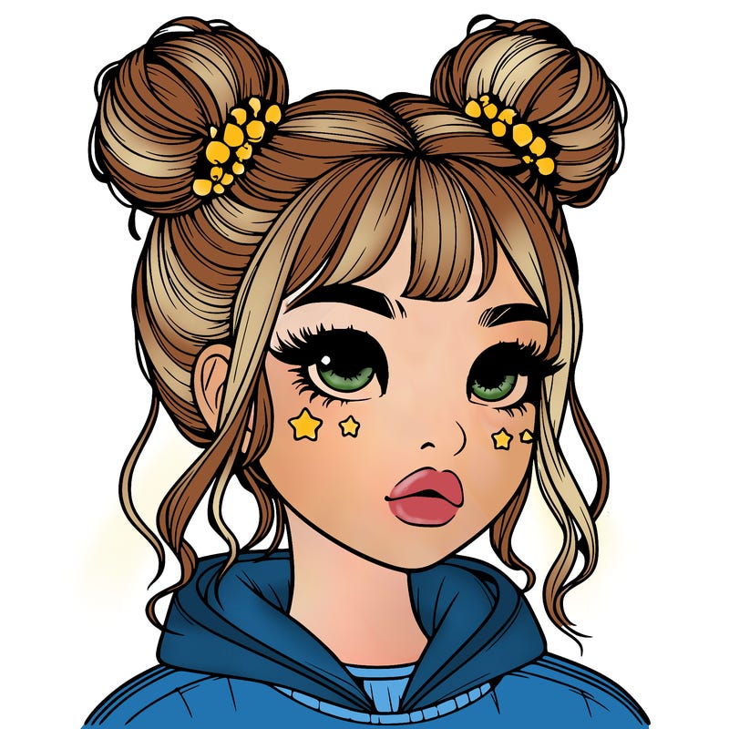 realistic girl with space buns