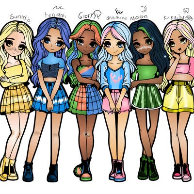 a group of girls realistic