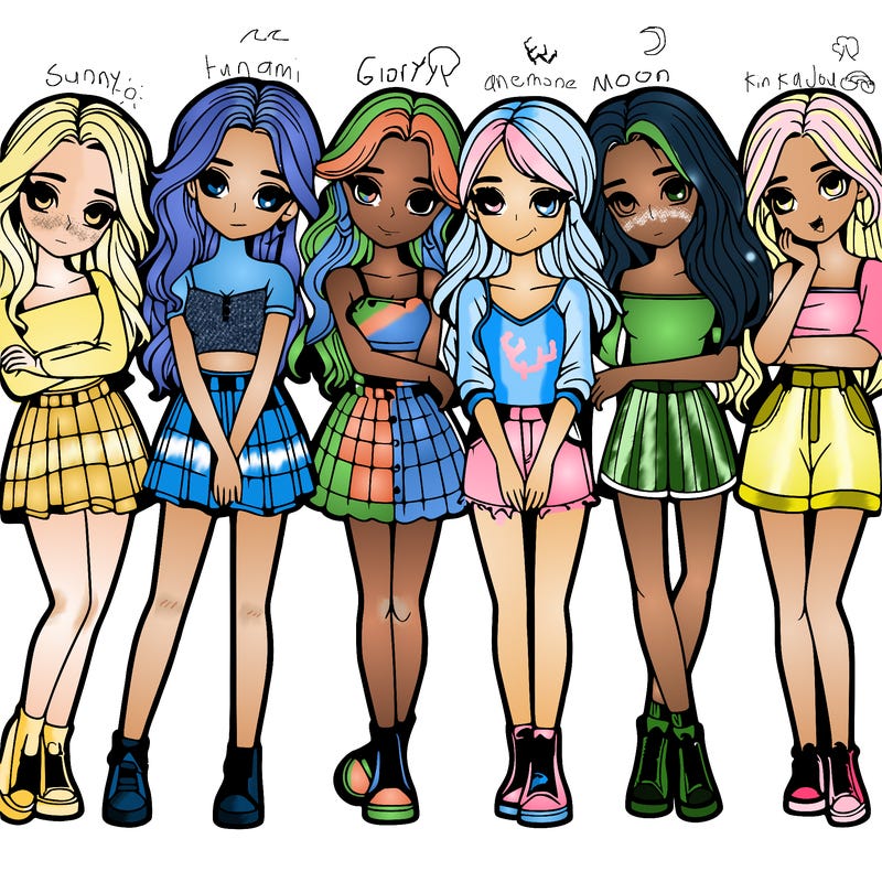 a group of girls realistic
