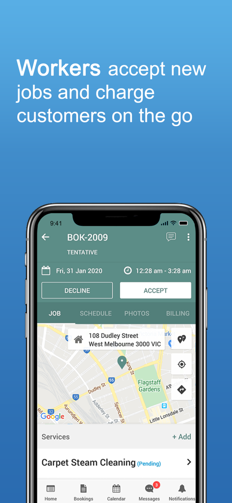 OctopusPro - OctopusPro app interface for workers to accept new service jobs and view locations