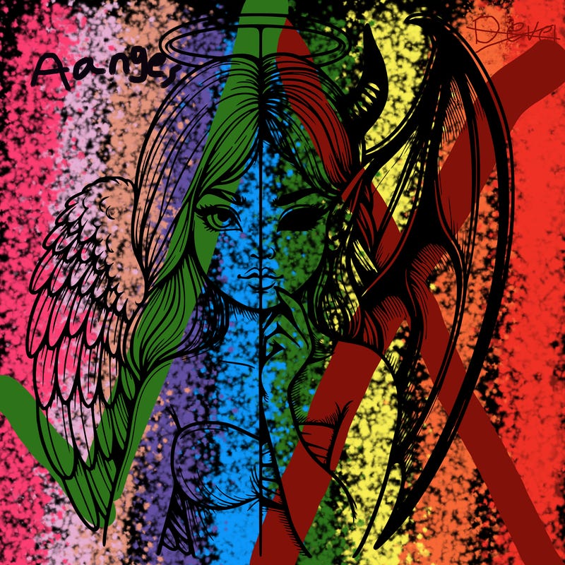 realistic angel half demon