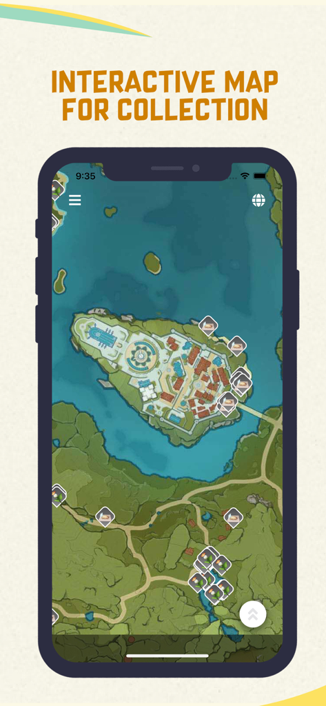 GI Pocket Helper - GI Pocket Helper app showing an interactive map for resource collection in Genshin Impact.