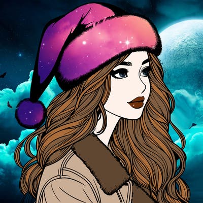 realistic girl in santa hat