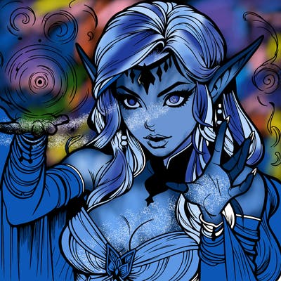 realistic scary beautiful elf sorceress casting spell