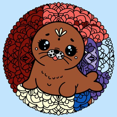 a cute baby seal mandala